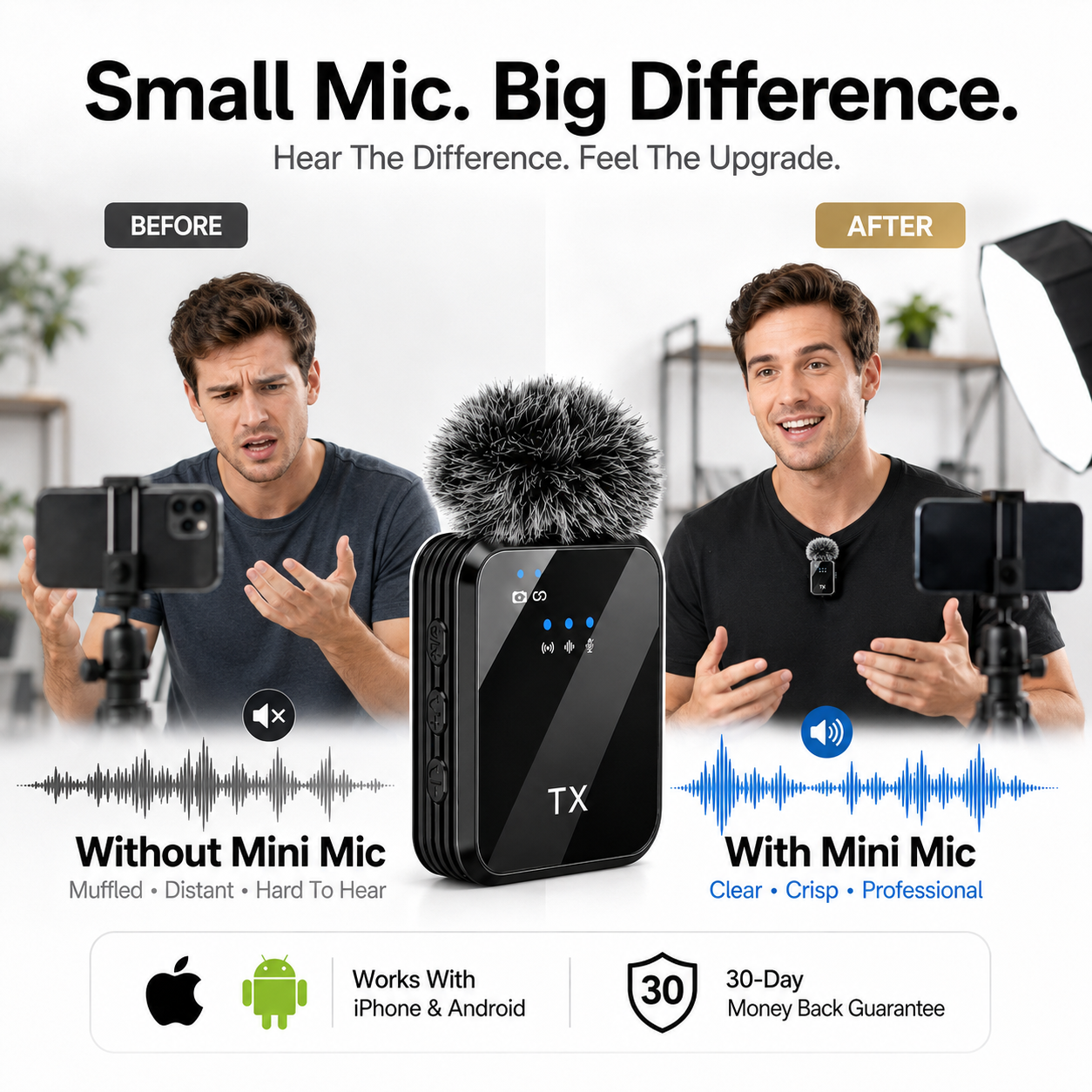 Clearer, Smoother Voice Instantly With Lavalier Mini Mic