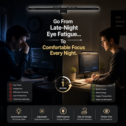 LED Monitor Light Bar – Eye-Caring, Auto-Dimming & Glare-Free