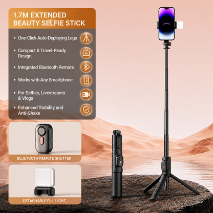 All-in-One: Precision Tripod & Ultra-Extended Selfie Stick