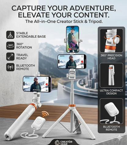 All-in-One: Precision Tripod & Ultra-Extended Selfie Stick