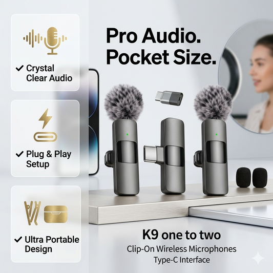 ProClip™ Wireless Lavalier Mic (2-Pack) – Studio-Quality Sound for iPhone & Android Creators