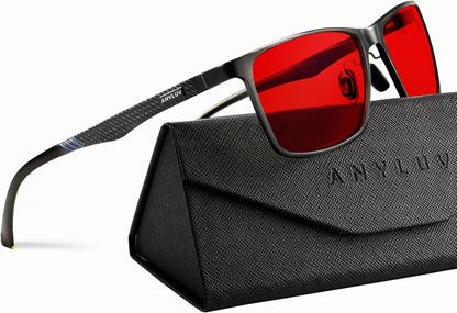Blue Light Glasses Men, Relieve Eyestrain and Eye Protection, Al-Mg Metal Computer Blue Light Blocking Glasses