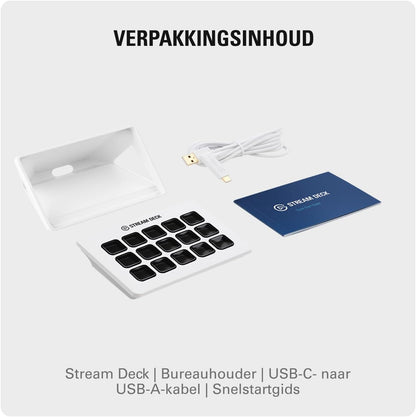 Stream Deck MK.2 White – Studio Controller, 15 Macro Keys, Trigger Actions in Apps and Software like OBS, Twitch, ​Youtube and More, Works with Mac and PC