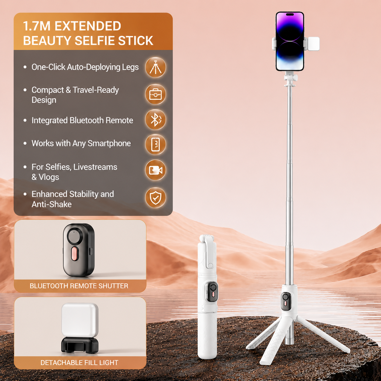 All-in-One: Precision Tripod & Ultra-Extended Selfie Stick
