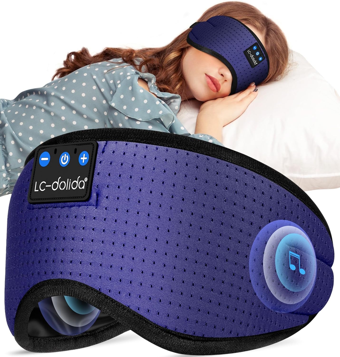 Sleep Headphones, 3D Sleep Mask Bluetooth Wireless Music Eye Mask, Sleeping Headphones for Side Sleepers Sleep Mask with Bluetooth Headphones Ultra-Thin Stereo Speakers Perfect for Sleeping