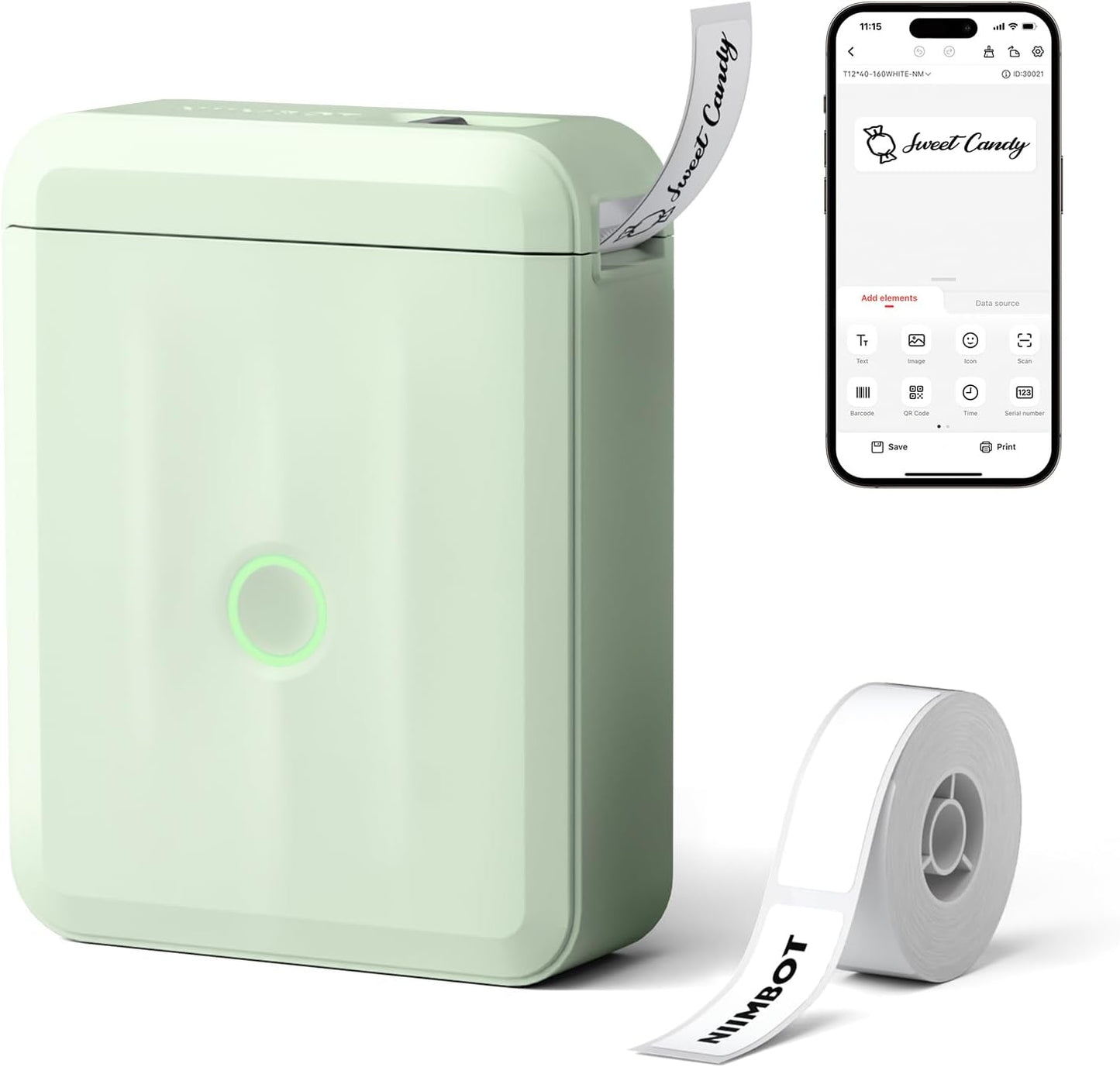 D110 Upgraded Label Maker, Mini Label Printer, Portable Label Maker Machine with Tape Bluetooth Thermal Labelling Machine Small Sticker Printer for Home Kitchen School Office Store, White