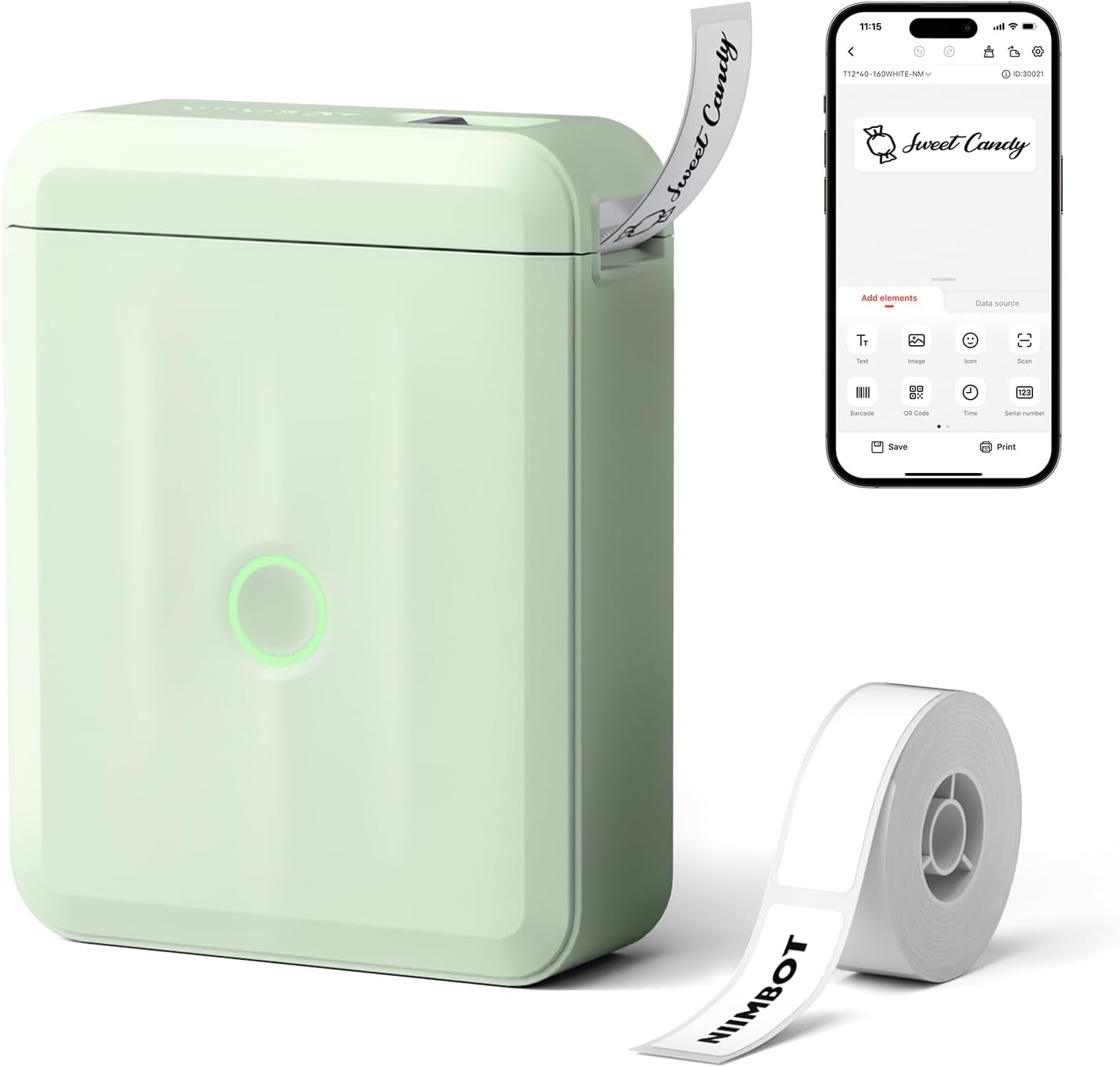 D110 Upgraded Label Maker, Mini Label Printer, Portable Label Maker Machine with Tape Bluetooth Thermal Labelling Machine Small Sticker Printer for Home Kitchen School Office Store, White