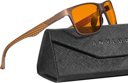 Blue Light Glasses Men, Relieve Eyestrain and Eye Protection, Al-Mg Metal Computer Blue Light Blocking Glasses