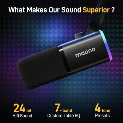 USB/XLR Dynamic Microphone for Gaming Streaming,Computer PC Microphone with Software-Rgb, Mute Button, 48Khz/24Bit Podcasting Desktop Mic for Youtube Video Recording PD100X