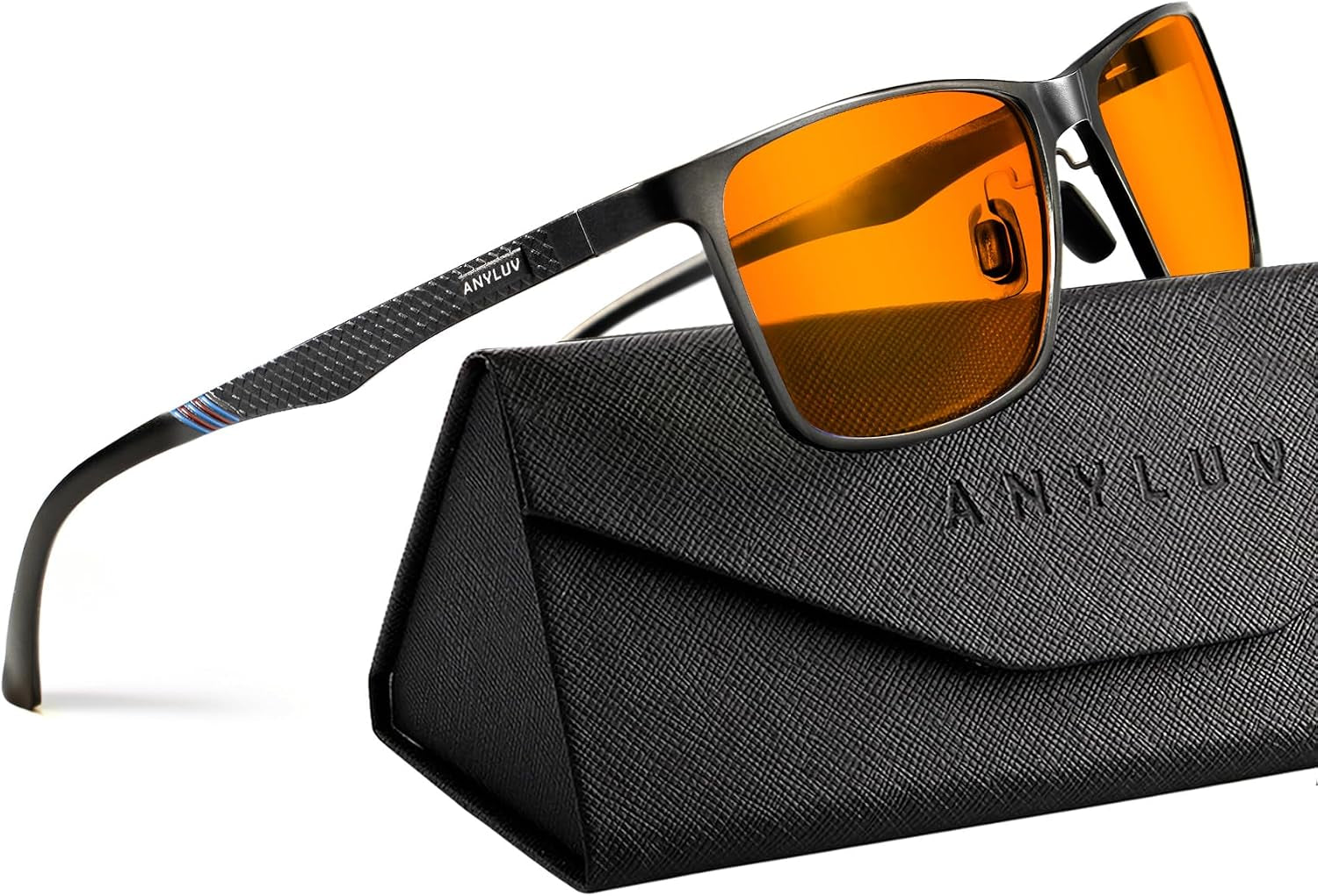 Blue Light Glasses Men, Relieve Eyestrain and Eye Protection, Al-Mg Metal Computer Blue Light Blocking Glasses