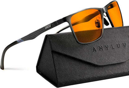 Blue Light Glasses Men, Relieve Eyestrain and Eye Protection, Al-Mg Metal Computer Blue Light Blocking Glasses