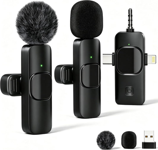 Wireless Lavailer Microphones for Android Iphone Ipad Laptop & Camera, USB-C, Wireless Mini Microphone for Video Recording, Vlog, Youtube, Tiktok