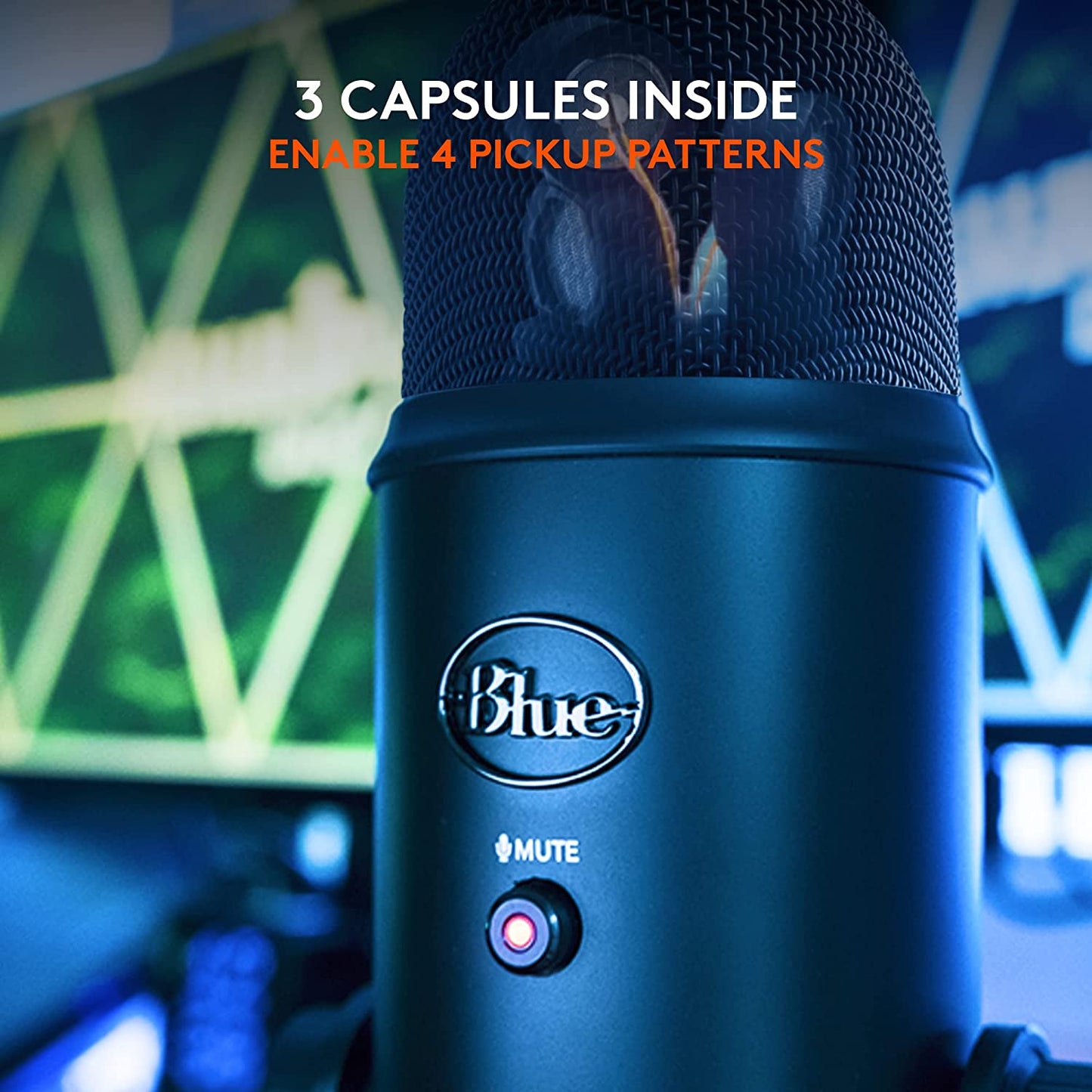 Creators Blue Yeti USB Microphone for PC, Mac, Gaming, Recording, Streaming, Podcasting, Studio and Computer Condenser Mic with Blue VO!CE Effects, 4 Pickup Patterns, Plug and Play - Blackout