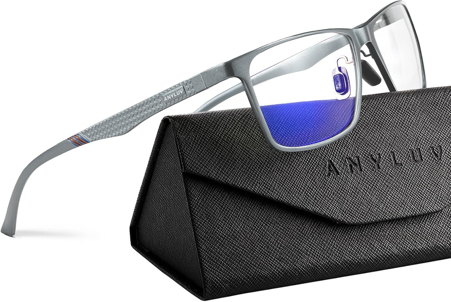 Blue Light Glasses Men, Relieve Eyestrain and Eye Protection, Al-Mg Metal Computer Blue Light Blocking Glasses