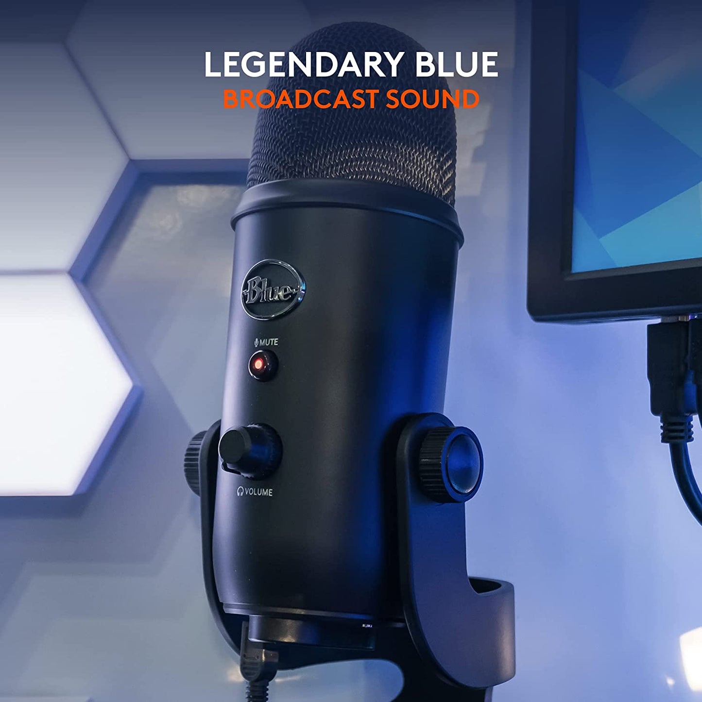 Creators Blue Yeti USB Microphone for PC, Mac, Gaming, Recording, Streaming, Podcasting, Studio and Computer Condenser Mic with Blue VO!CE Effects, 4 Pickup Patterns, Plug and Play - Blackout