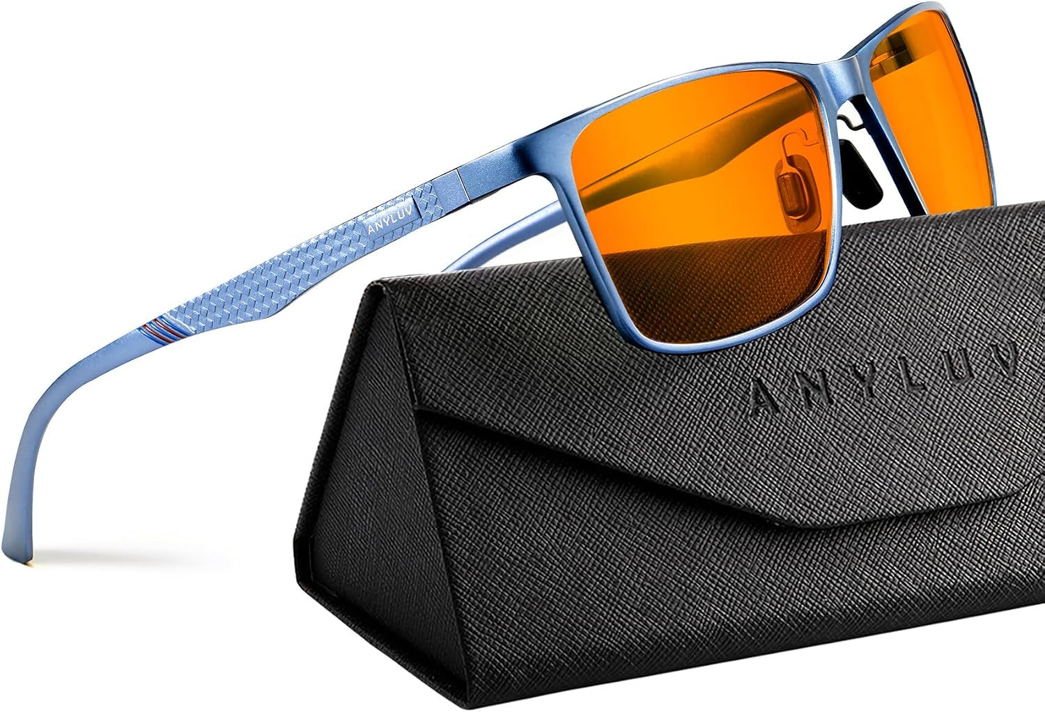 Blue Light Glasses Men, Relieve Eyestrain and Eye Protection, Al-Mg Metal Computer Blue Light Blocking Glasses
