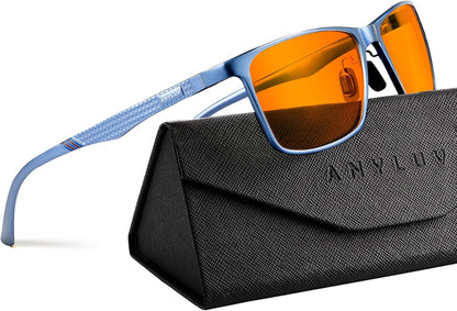 Blue Light Glasses Men, Relieve Eyestrain and Eye Protection, Al-Mg Metal Computer Blue Light Blocking Glasses