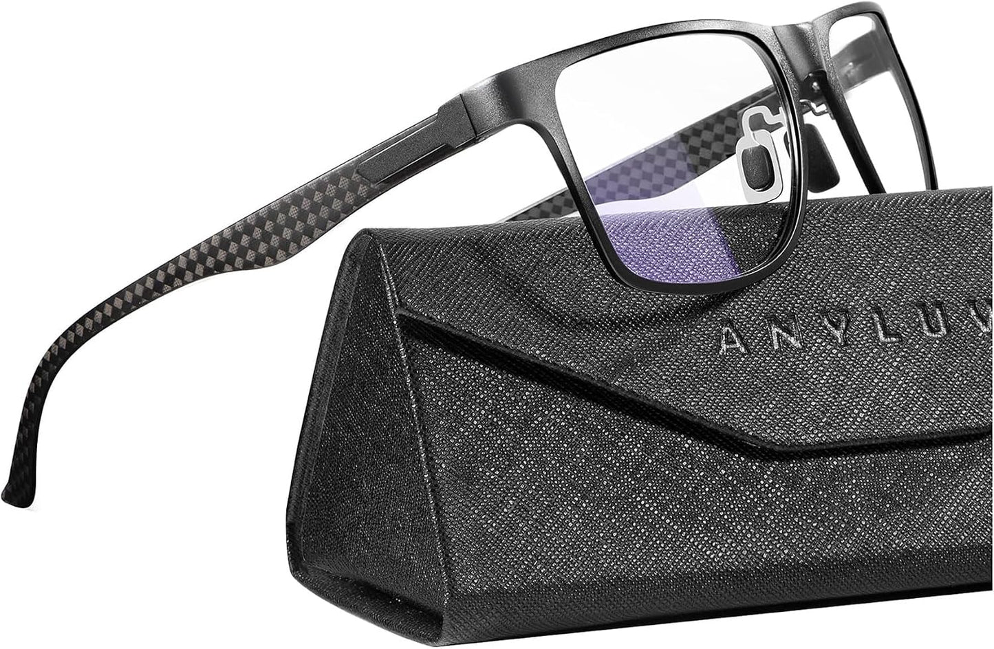 Blue Light Glasses Men, Relieve Eyestrain and Eye Protection, Al-Mg Metal Computer Blue Light Blocking Glasses