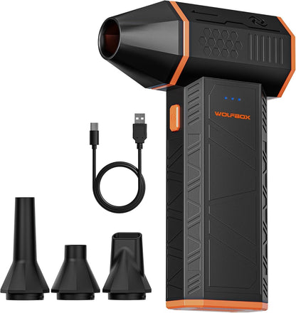 Megaflow 50 Electric Air Duster-110000Rpm Super Power Cordless Air Duster, 3-Gear Adjustable Mini Blower with Rechargeable Battery, Dust Blower for Computer, Keyboard, House, Outdoor and Car