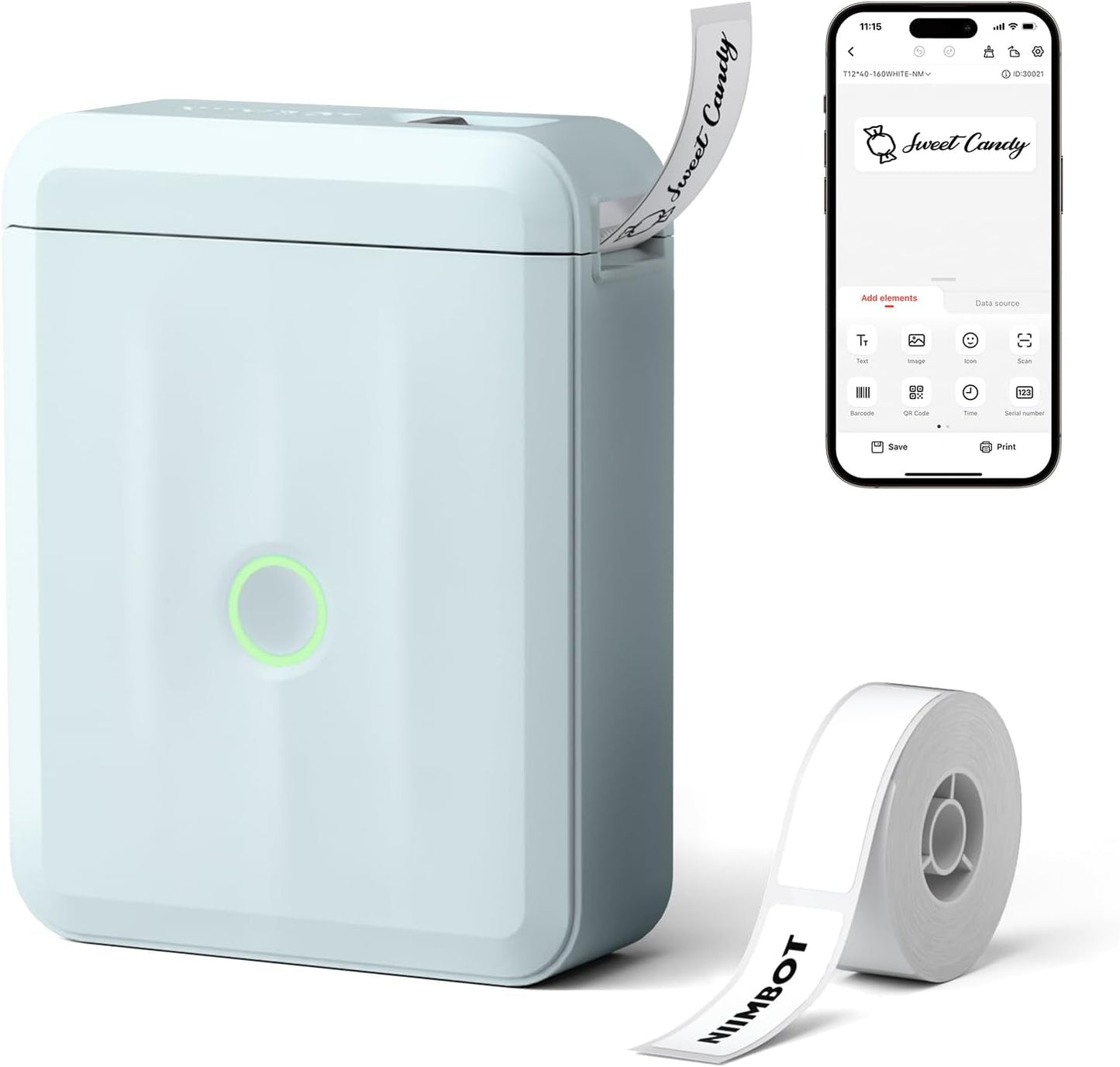 D110 Upgraded Label Maker, Mini Label Printer, Portable Label Maker Machine with Tape Bluetooth Thermal Labelling Machine Small Sticker Printer for Home Kitchen School Office Store, White