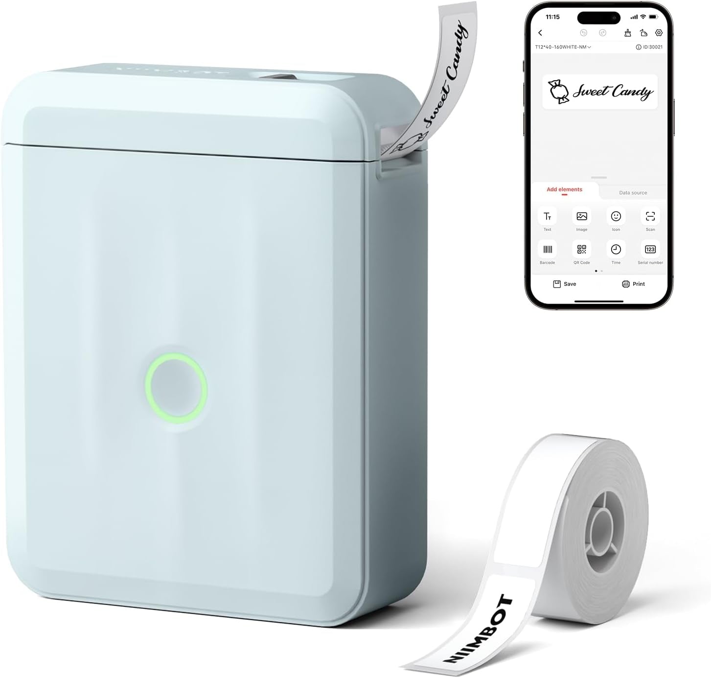 D110 Upgraded Label Maker, Mini Label Printer, Portable Label Maker Machine with Tape Bluetooth Thermal Labelling Machine Small Sticker Printer for Home Kitchen School Office Store, White