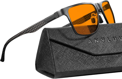Blue Light Glasses Men, Relieve Eyestrain and Eye Protection, Al-Mg Metal Computer Blue Light Blocking Glasses