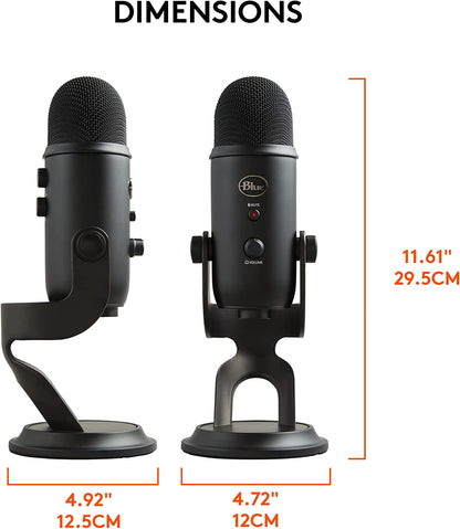 Creators Blue Yeti USB Microphone for PC, Mac, Gaming, Recording, Streaming, Podcasting, Studio and Computer Condenser Mic with Blue VO!CE Effects, 4 Pickup Patterns, Plug and Play - Blackout