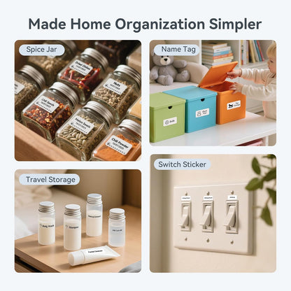 D110 Upgraded Label Maker, Mini Label Printer, Portable Label Maker Machine with Tape Bluetooth Thermal Labelling Machine Small Sticker Printer for Home Kitchen School Office Store, White