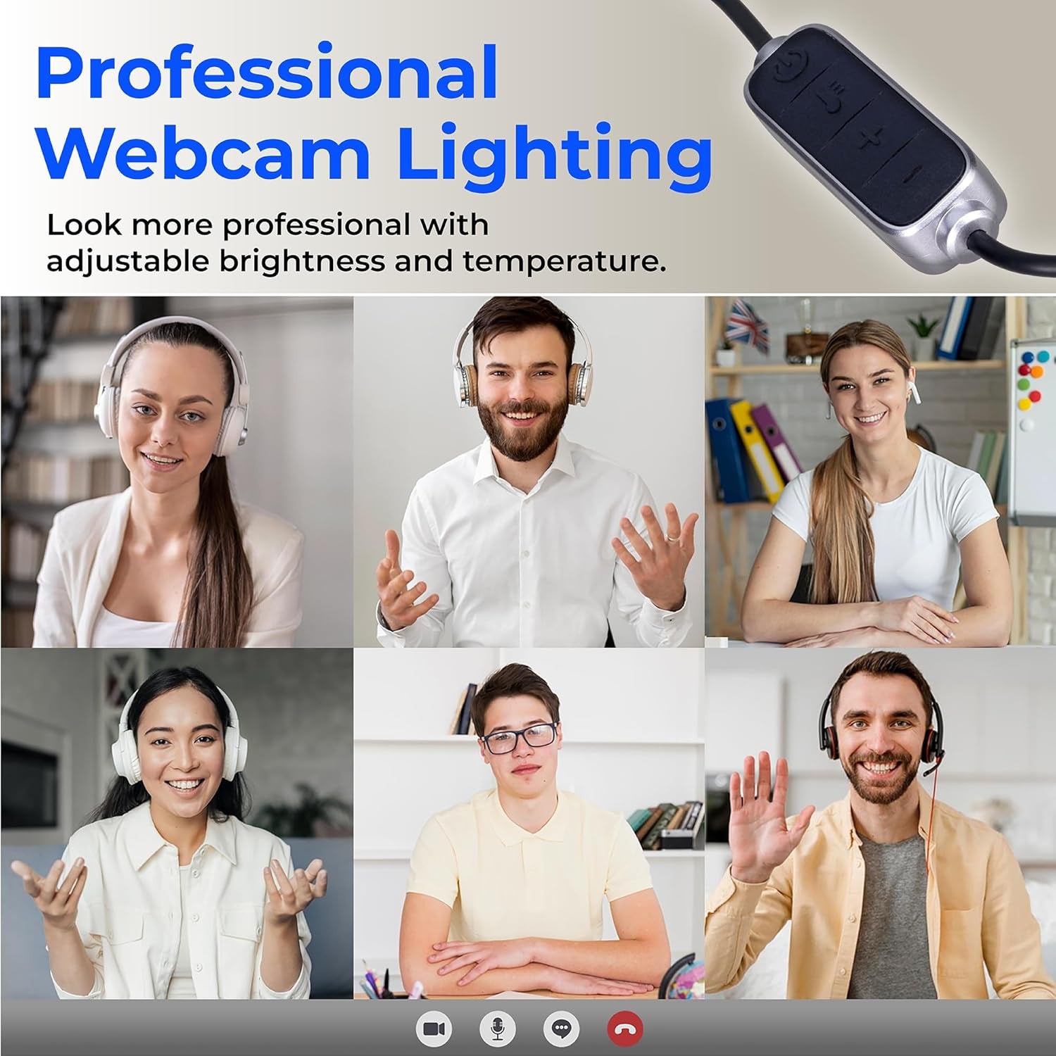 Video Conference Lighting - Webcam Light for Streaming, LED Monitor and Laptop Light for Video Conferencing, Zoom Lighting for Computer, Replace Ring Light for Zoom Meetings, Double Kit