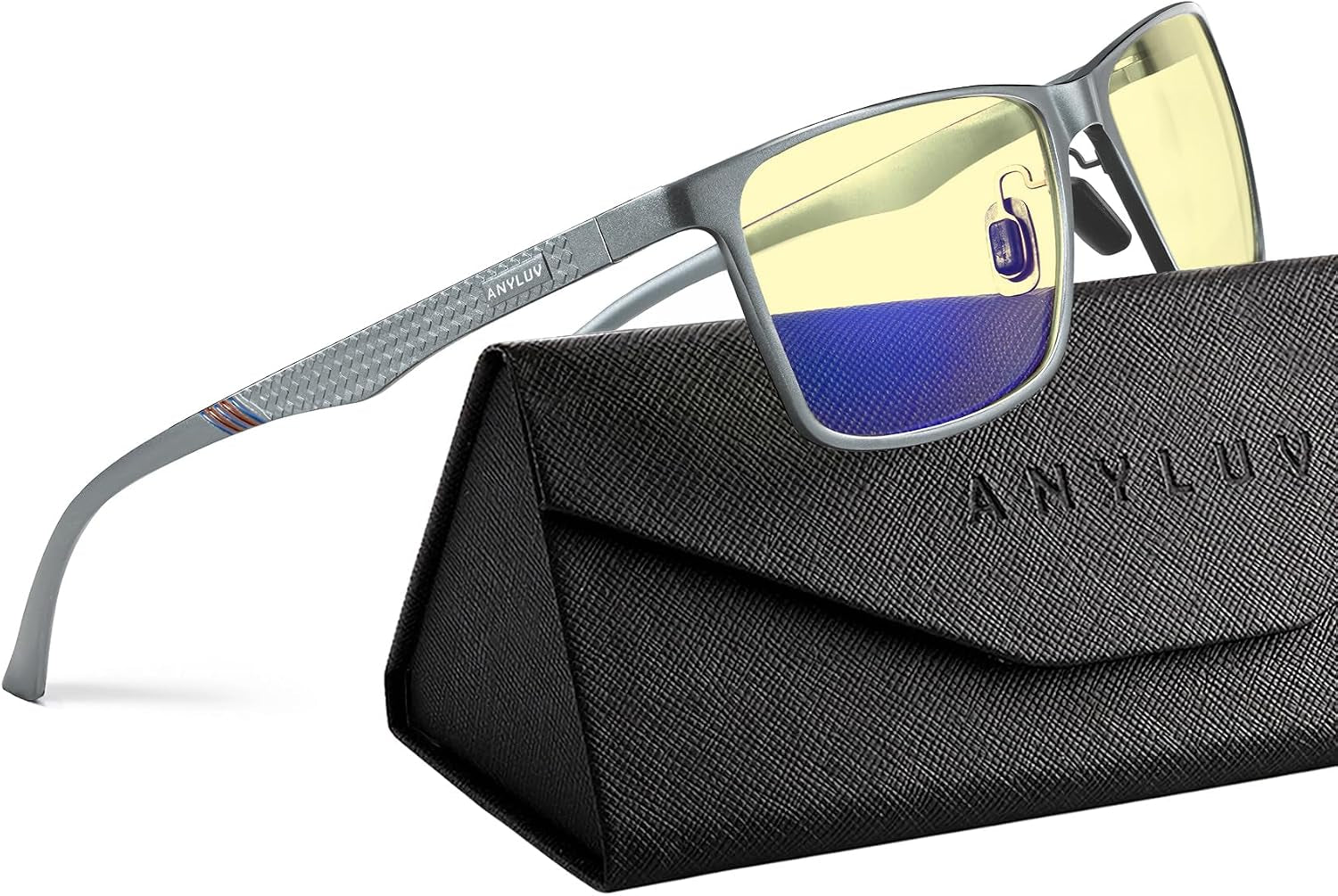 Blue Light Glasses Men, Relieve Eyestrain and Eye Protection, Al-Mg Metal Computer Blue Light Blocking Glasses