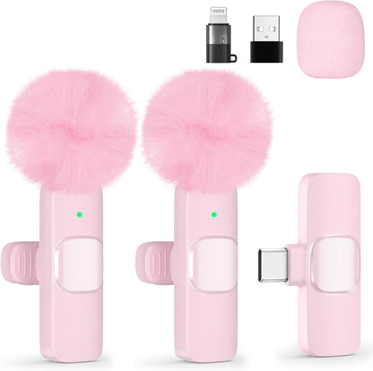 Wireless Lavailer Microphones for Android Iphone Ipad Laptop & Camera, USB-C, Wireless Mini Microphone for Video Recording, Vlog, Youtube, Tiktok