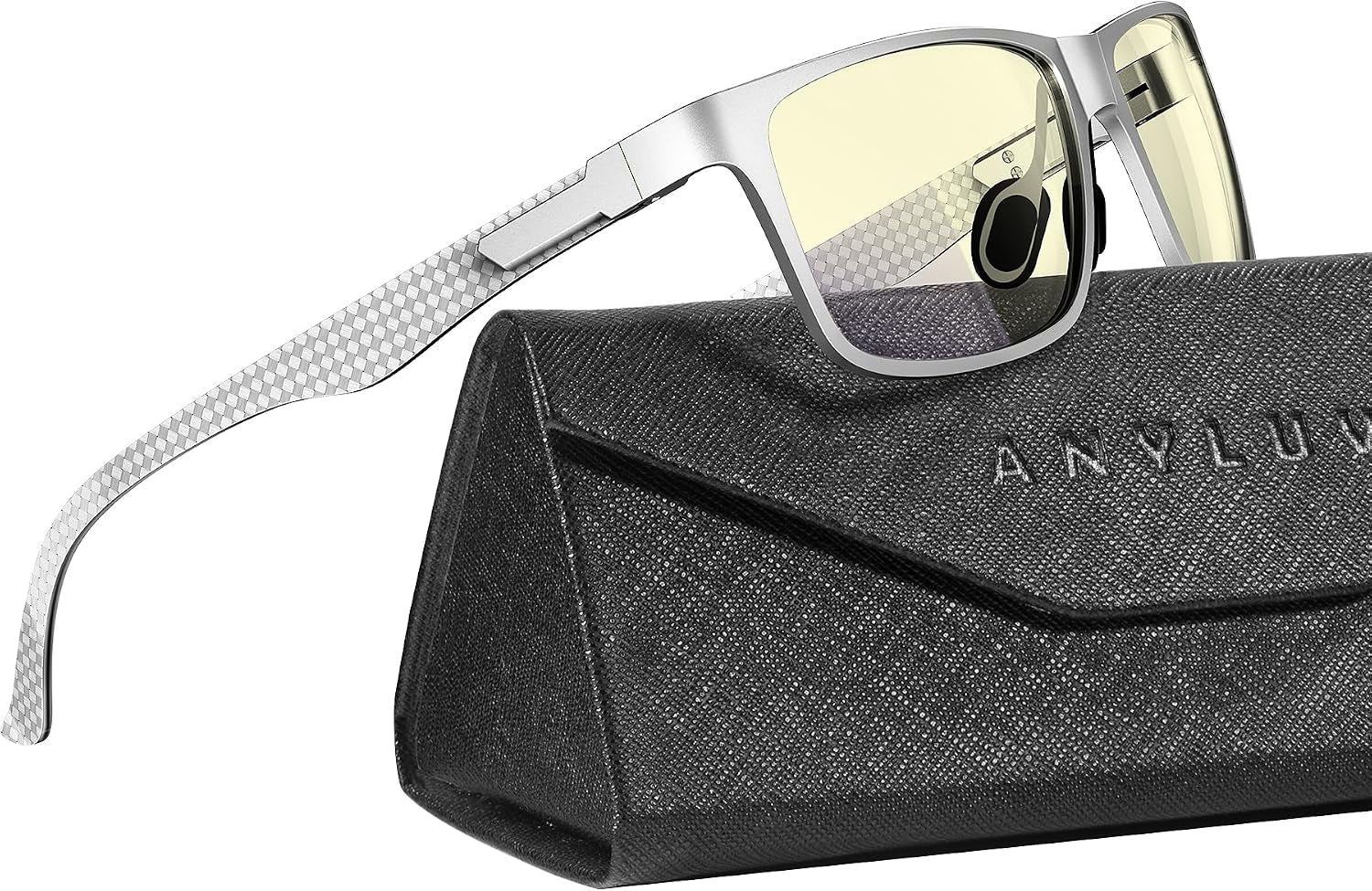 Blue Light Glasses Men, Relieve Eyestrain and Eye Protection, Al-Mg Metal Computer Blue Light Blocking Glasses